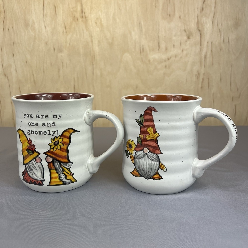 Set of 2 Sheffield Home "One & Gnomely  Good Morning Sunshine" Coffee Mugs